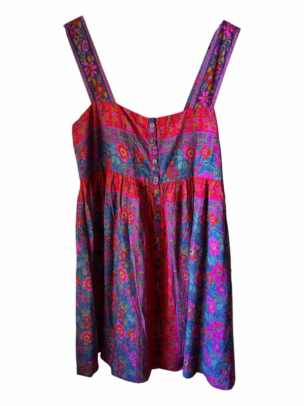 Natural Life Floral Cotton Rayon Smocked Back Mini Dress M